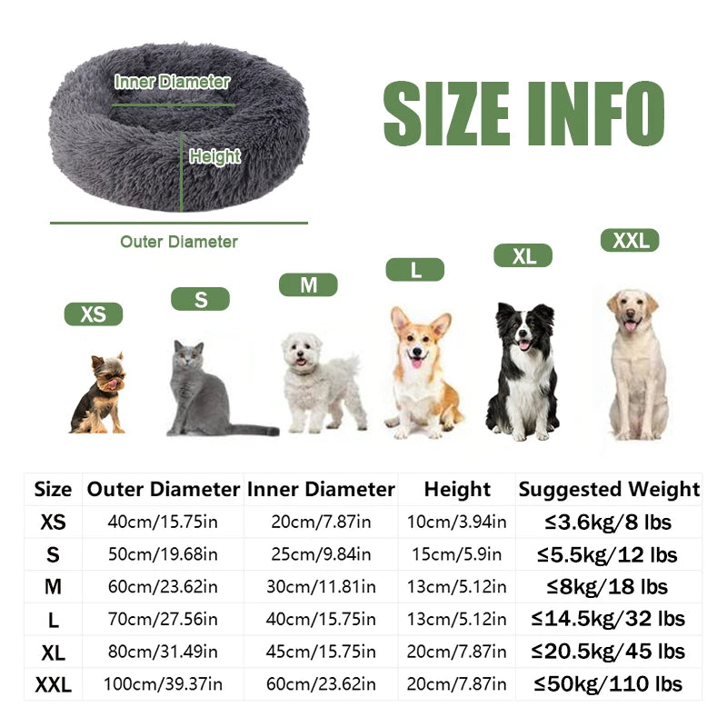 16-40in Fluffy Pet Bed – Soothing & Anti-Anxiety Plush Nest for Dogs & Cats, Super Soft & Warm