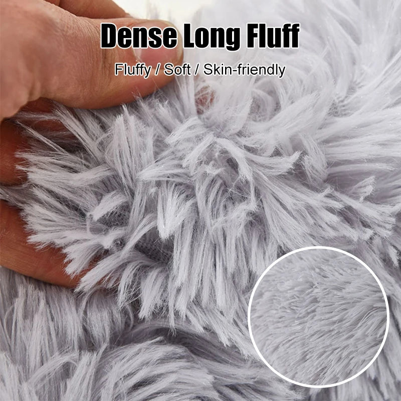 16-40in Fluffy Pet Bed – Soothing & Anti-Anxiety Plush Nest for Dogs & Cats, Super Soft & Warm