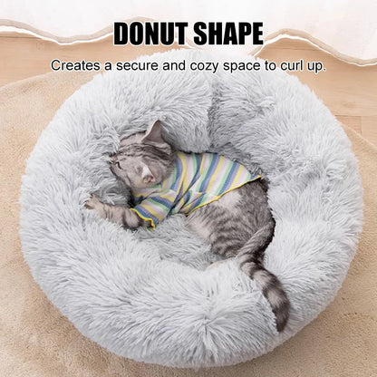 16-40in Fluffy Pet Bed – Soothing & Anti-Anxiety Plush Nest for Dogs & Cats, Super Soft & Warm